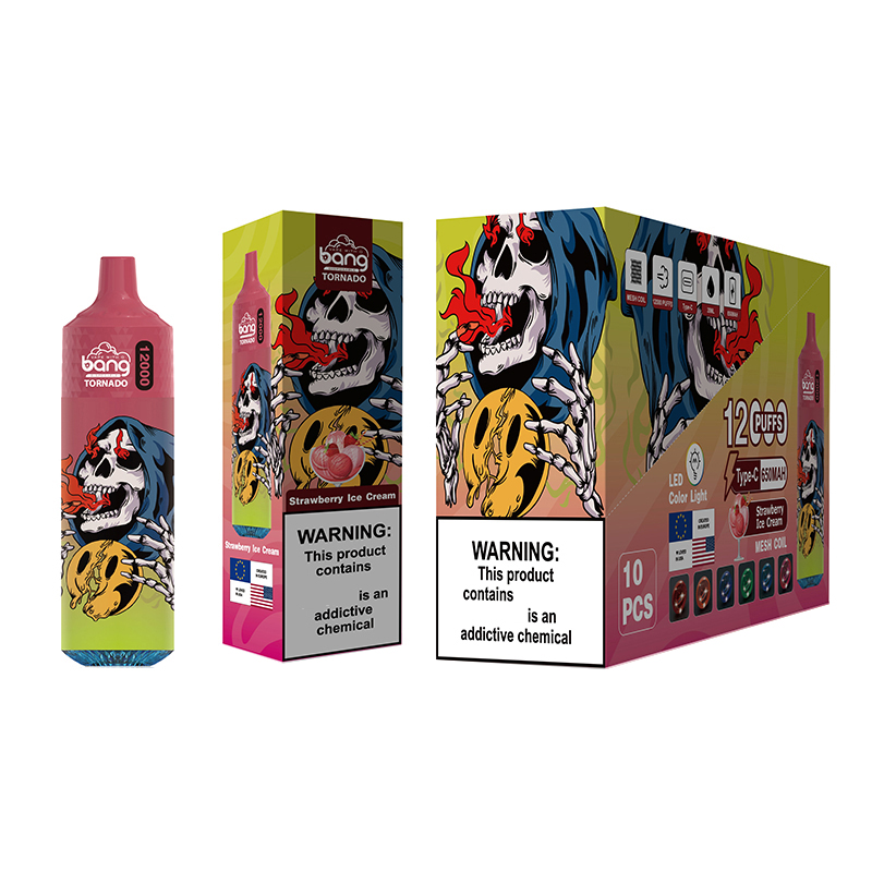 Original Bang Tornado Box 12000 Puffs Puff 12K E-Zigaretten Bangvapes wiederaufladbare Einweg-Vape-Mesh-Spule LED-Farblichter 23 ml vorgefüllte Pods Verdampfer