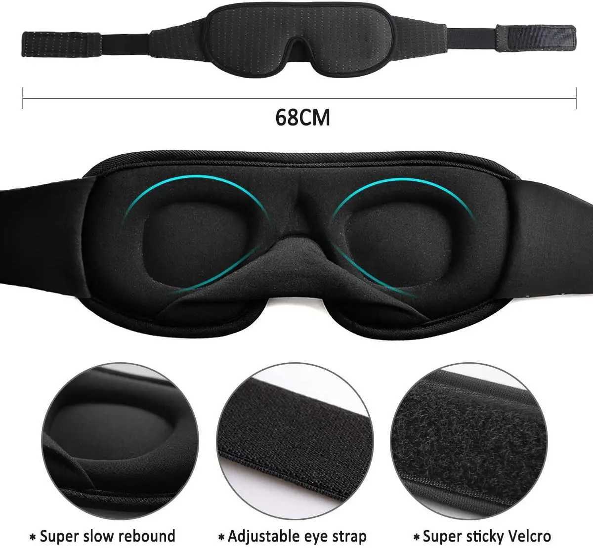 Sleep Masks 3D Mask for Eye Lights Blockout Soft Padded Sleeping Fabric Cover Shade Blindbind Eyepatch 231116