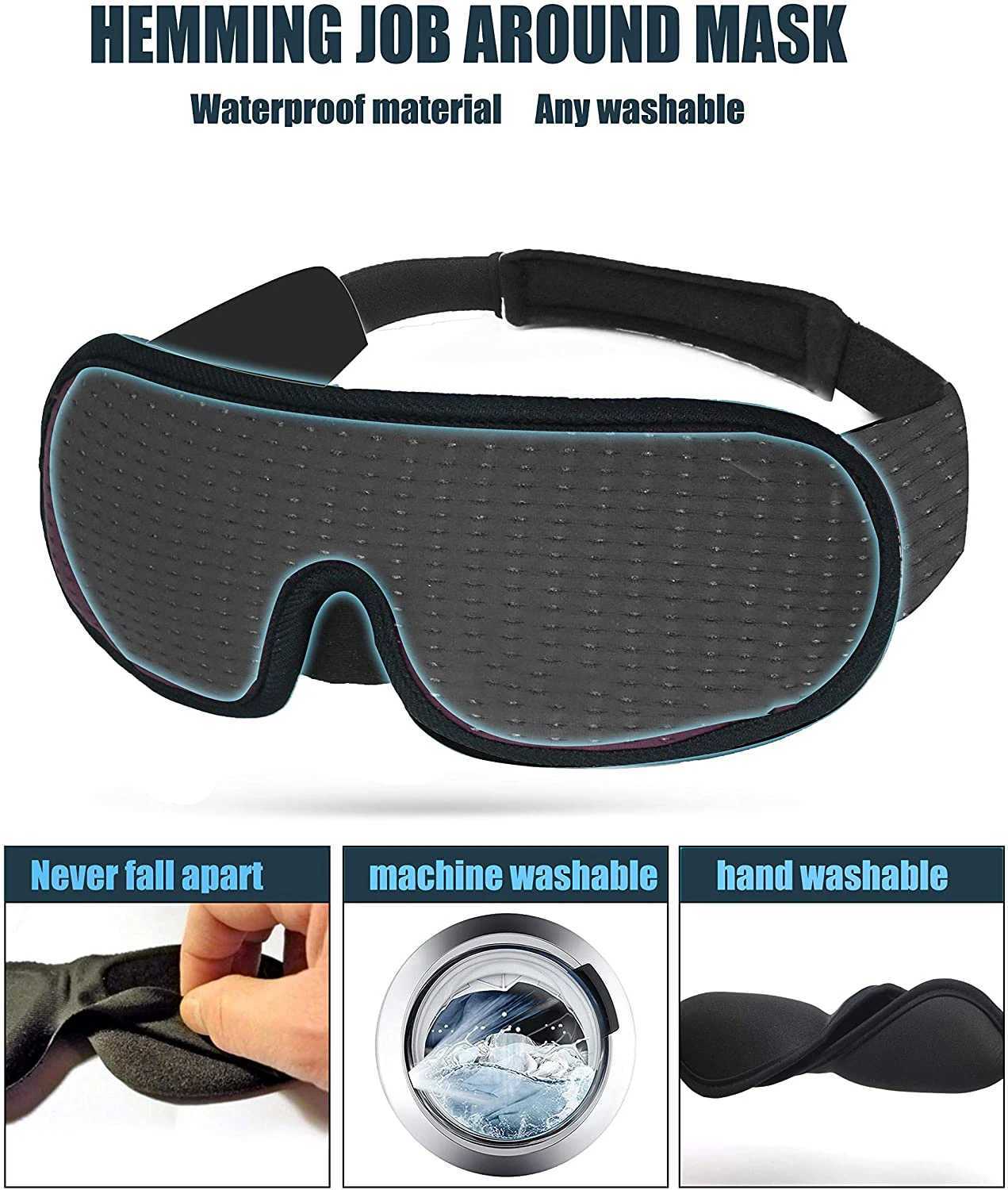 Sleep Masks 3d Mask for Eye Lights Blockout Soft Padded Sleeping Fabric Cover Shade Blindfold Eyepatch 231116