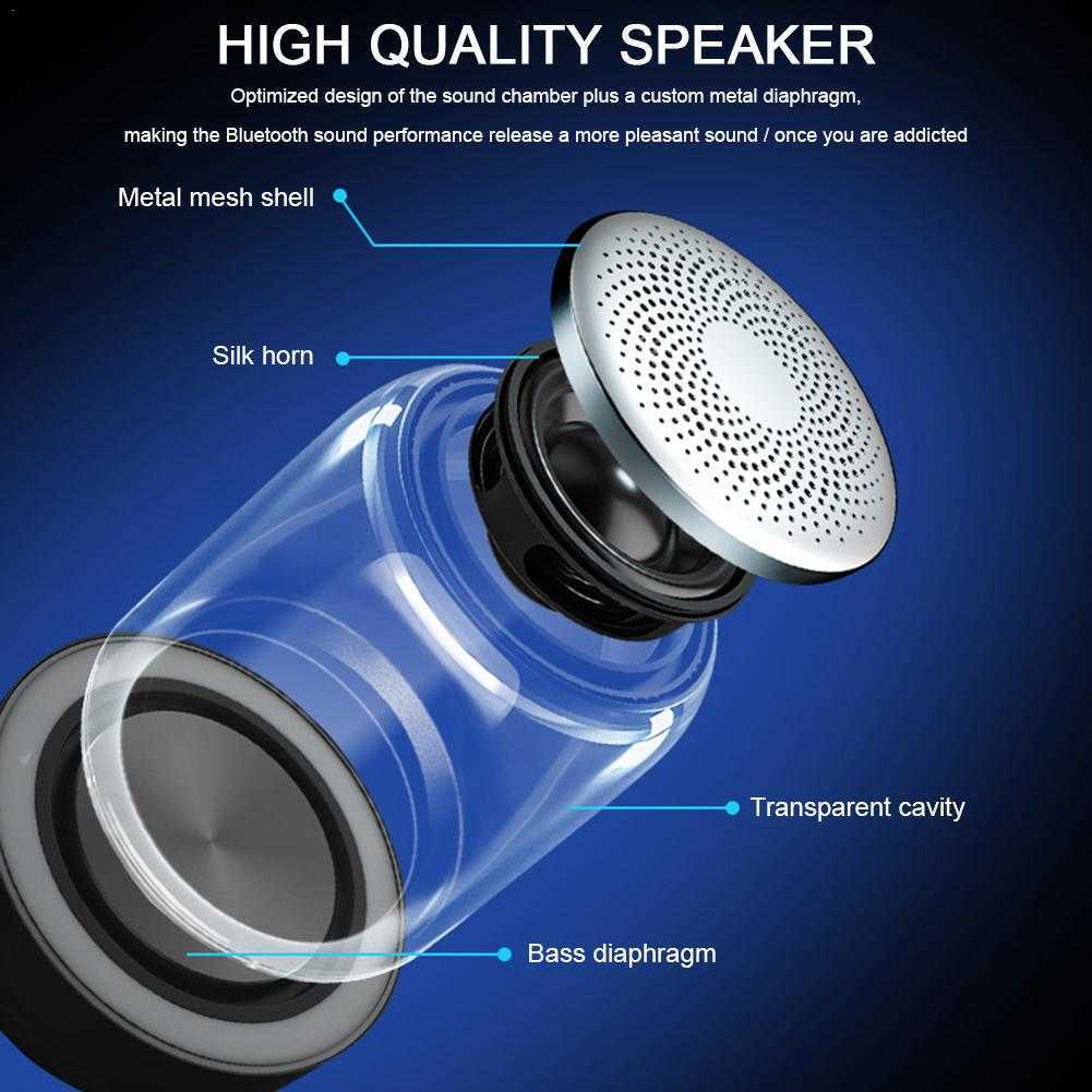 Portable Speakers C7 Portable Bluetooth 5.0 Speaker Transparent LED Luminous Subwoofer TWS 6D Surround HIFI Stereo Cool Audio For Mobile Phone