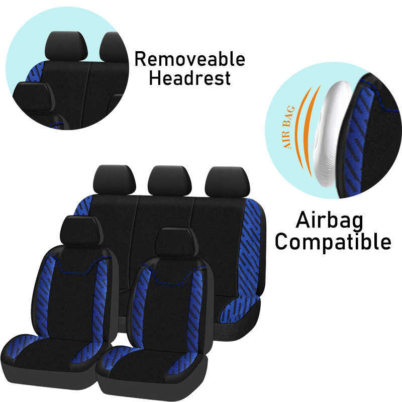 Ny Upgrade Universal Polyester Jacquard Fabric Car Seat Covers Set 4/Fit för de flesta bil SUV Van Track Accessories Interiör