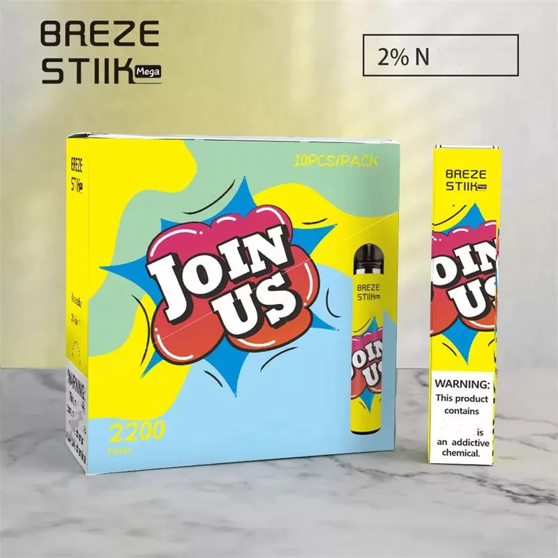 Orijinal Breze Stiik Max Mega 2% 5% E Sigara Tek Kullanımlık Vapes Kalem 1800 2200 Puflar Cihaz 8 14 Molors 950mAh 6ml