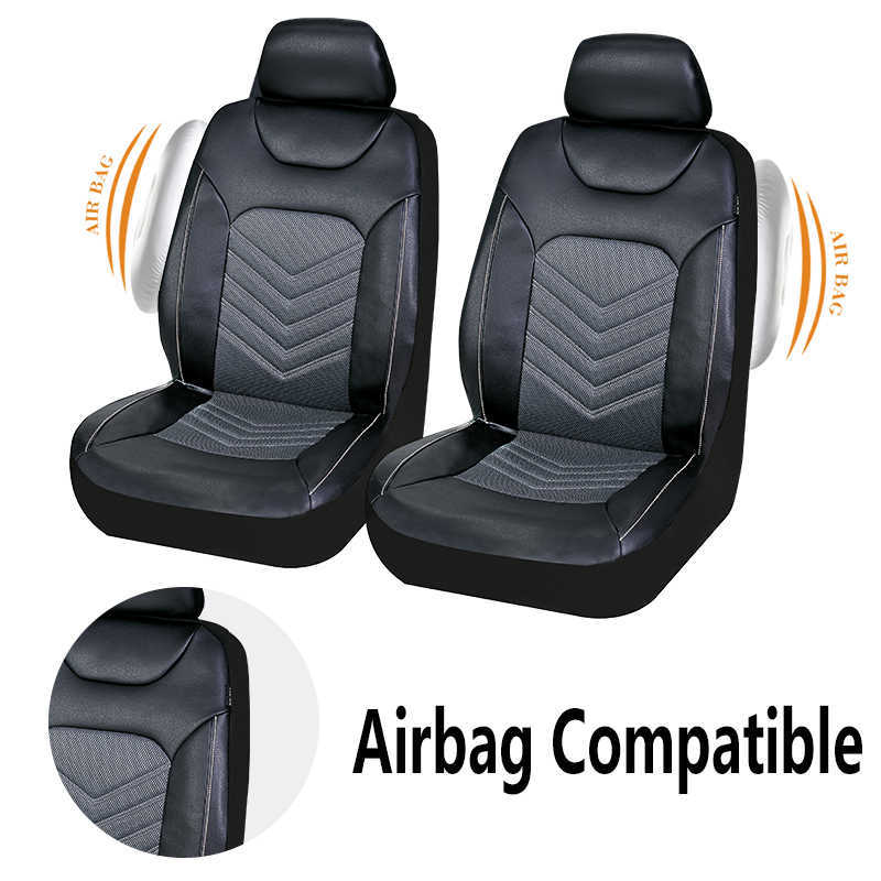 New Upgrade 8mm Sponge Universal Leather And Mesh Breathable Car Seat Covers Seat Cushion Fit For Most car Suv Van Track Protector