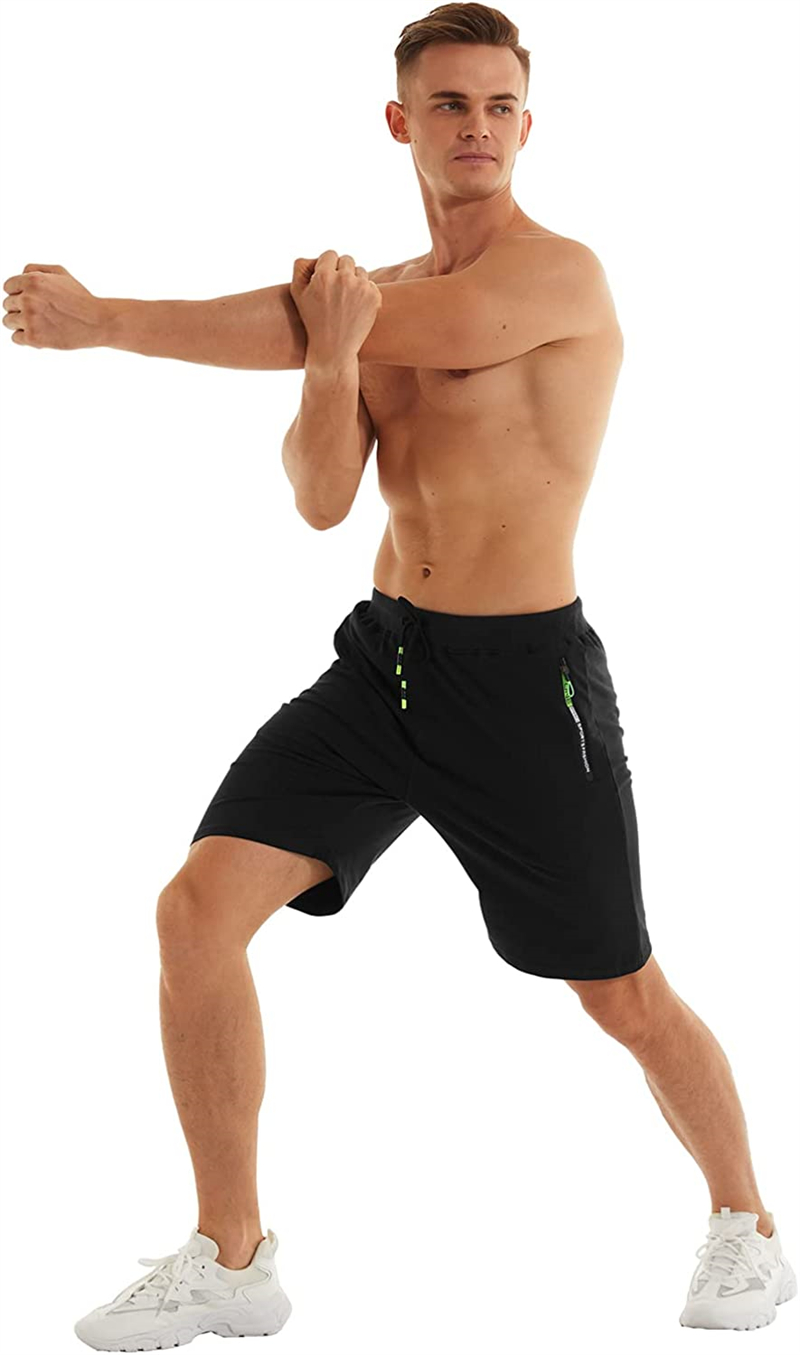 Men's Shorts Summer Casual Cotton With Zipper Pockets Breathable Beach Shorts Men Elastic Waist Jogger Shorts Clothing M-5XL