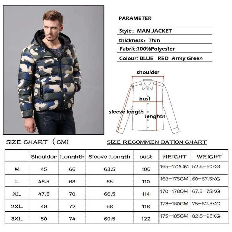 Herren Daunenparka Baumwolle Gefütterte Jacke Camouflage Militärparka Camo Reißverschluss Hoodie Herbstmantel Männlicher Armeestil Lässig Rot Blau Grün J231116