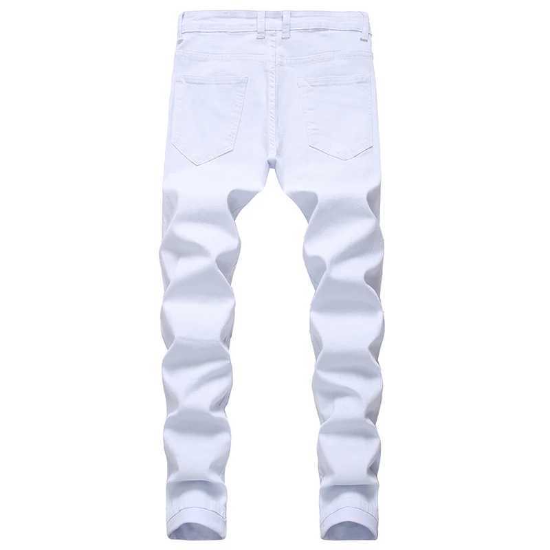 Heren Jeans Recht Gat Vernietiging Broek Verontruste Jeans Mannen Denim Mode Ontwerper Merk Witte Broek Mannelijke Grote Maat 40 42 J231116
