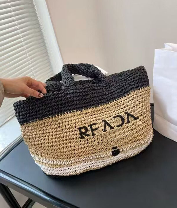 Women's Street Shopping Bag Fashion and Environmental Protection Straw Embroidery Letter Sidewalk Show Party Vegetable Basket267h