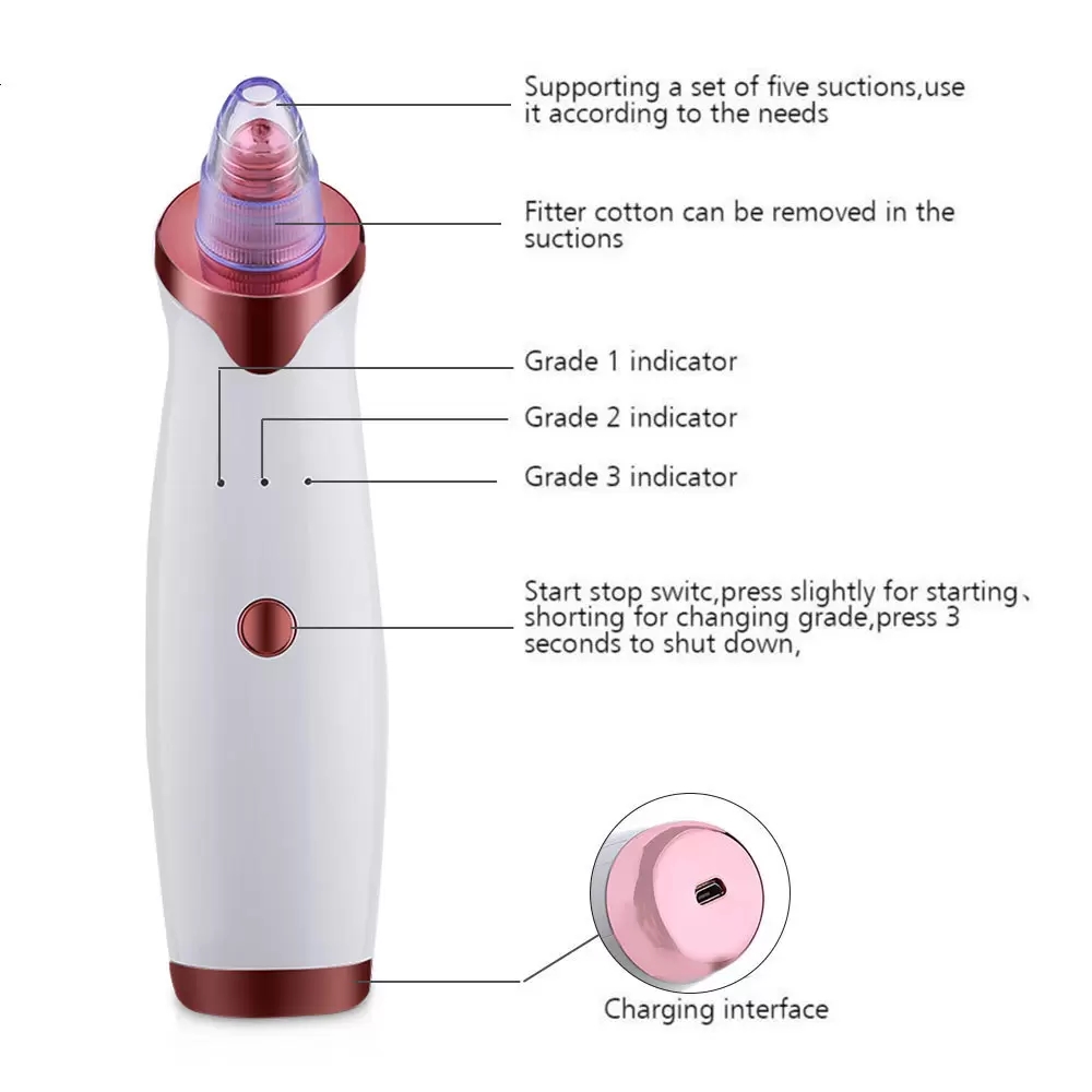 Ansiktspor Santoor tvålvakuumsug Blackhead Remover Skinvård Diamant Dermabrasion Machine Acne Pimple Borttagning Ansikten Clean Tool