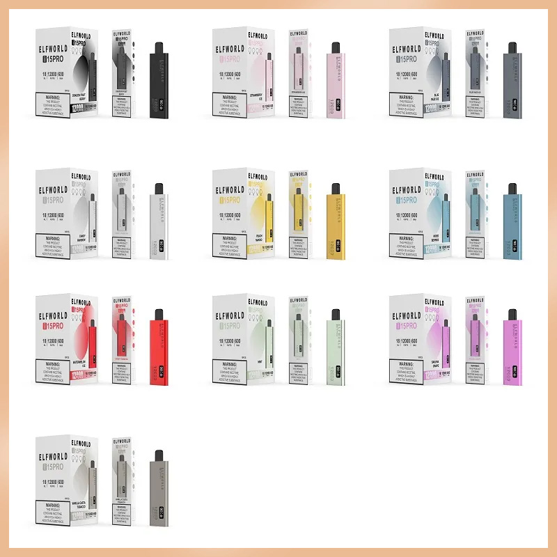 Oryginalny Elf World I15 Pro 12000 Puffs Electronic Vape Vape Pen Morzache Elfworld 18 ml z 600 mAh Akultujną baterię Cewkę z siatki C