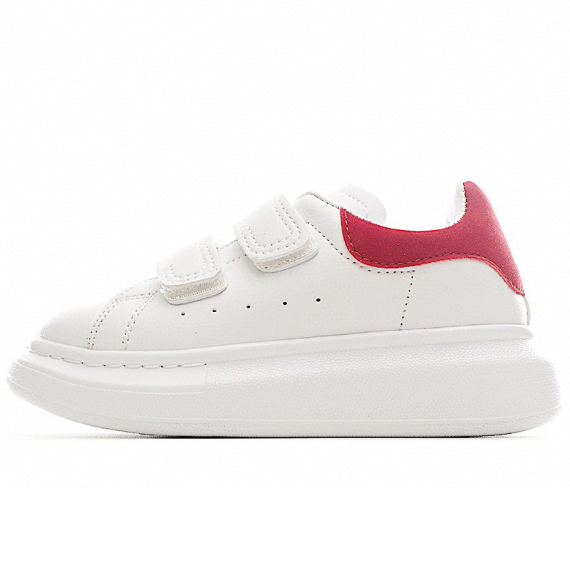 Selling Designer Kids Shoes White Red Black Blue Single Strap outsized Sneaker Rubber AMCQS Sole Soft Calfskin Leather Lace up Trainers Sport footwear children shoe