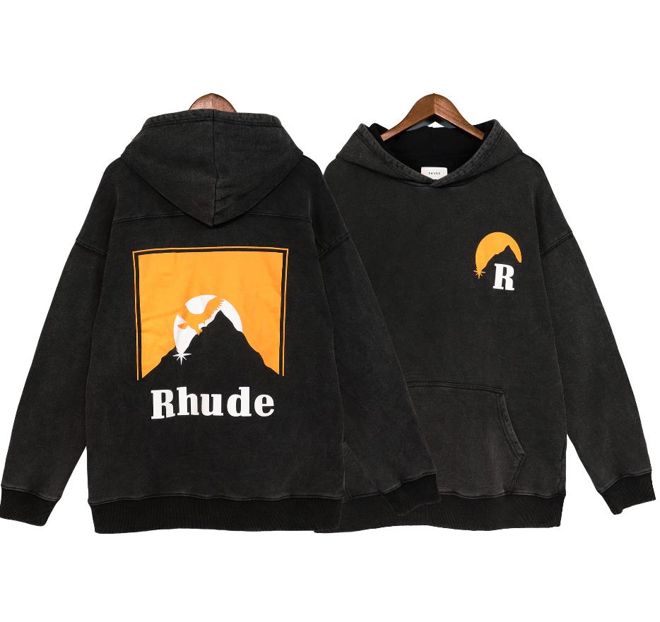 Mens Rhude Sweatshirts Luxury Brand Print Long Sleeve Hoodies Fashion Men Women Jumpers Sweater Hip Hop Tops Luxury brand Sweatshirts