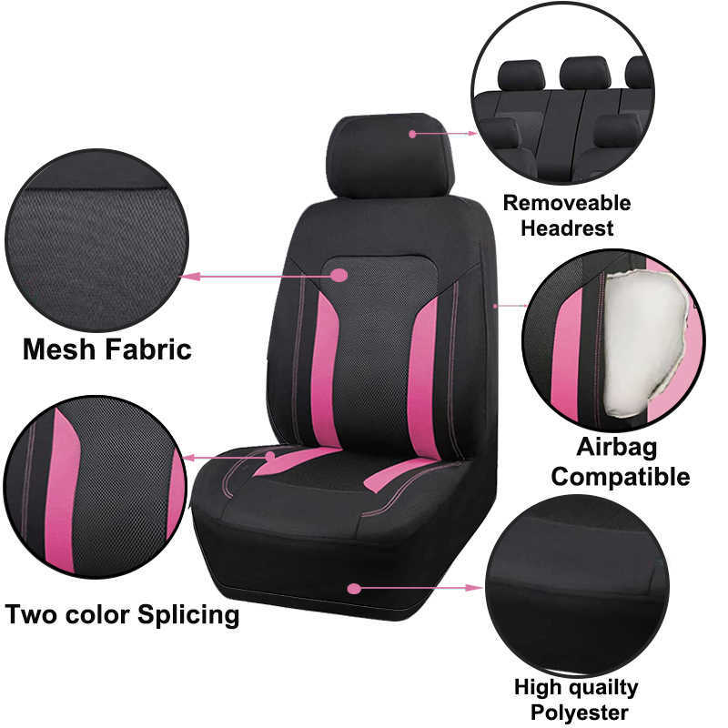 Nieuwe AutoPlus Universal Switch Fabric Fabric Auto Stoel Covers Airbag compatibele ademende zomers zitplaatsen passen de meeste auto SUV Truck bestelwagen