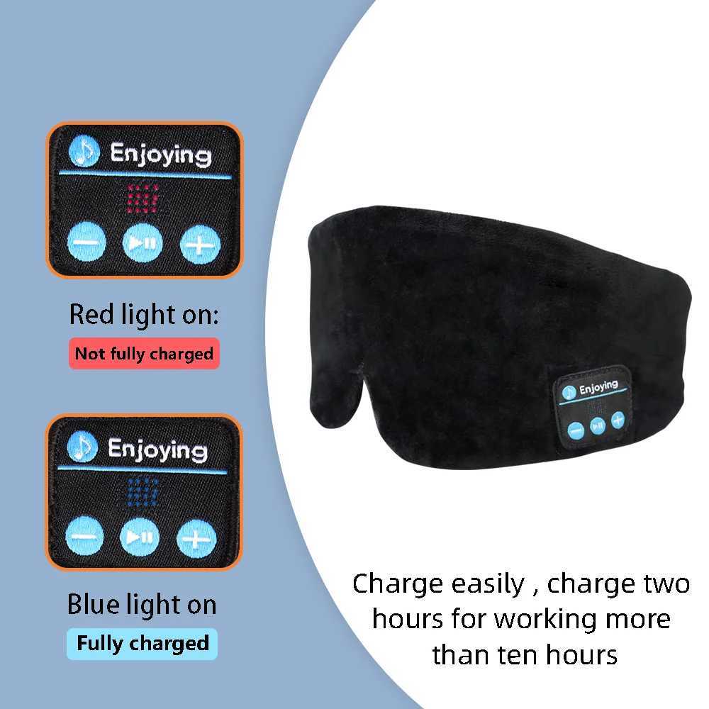 Maski do snu Maska do spania z słuchawkami Bluetooth Podróż Bawełniane oko dla kobiet mężczyzn słuchawki Wireless Cooling Eyemask 231116