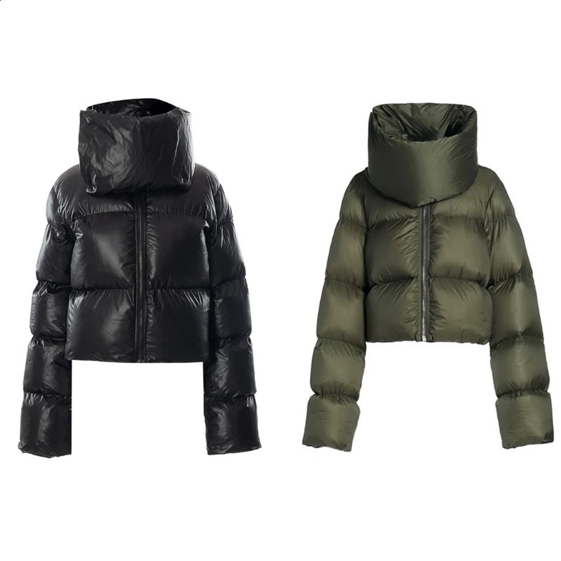 Donsparka's voor dames Lichtgewicht gewatteerde jassen Lange mouwen Wikkelkraag Rits Cropped pufferjas Winter Warme bovenkleding met zak 231116