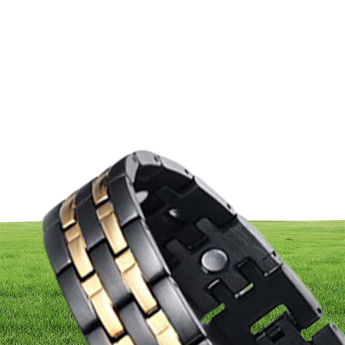 Pulipulamento magnético de requintado Homens saudável Energia preta de ouro Bracelete de aço inoxidável Bracelete de pulseira de aço inoxidável Bracelet Birthday GIF2927535