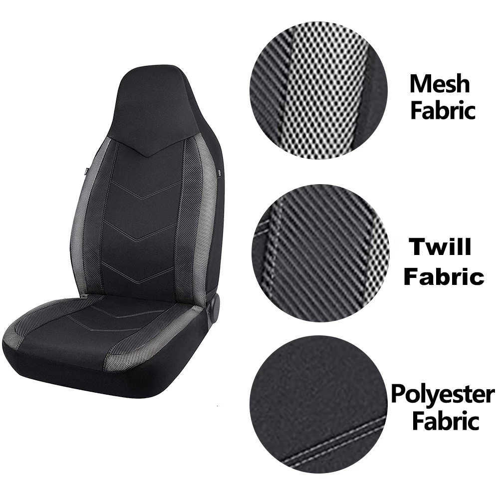 Nouveau universel 2 housses de siège de voiture de sport avant tissu en maille respirante Texture en Fiber de carbone coussin de siège Fit voiture SUV Van siège de course