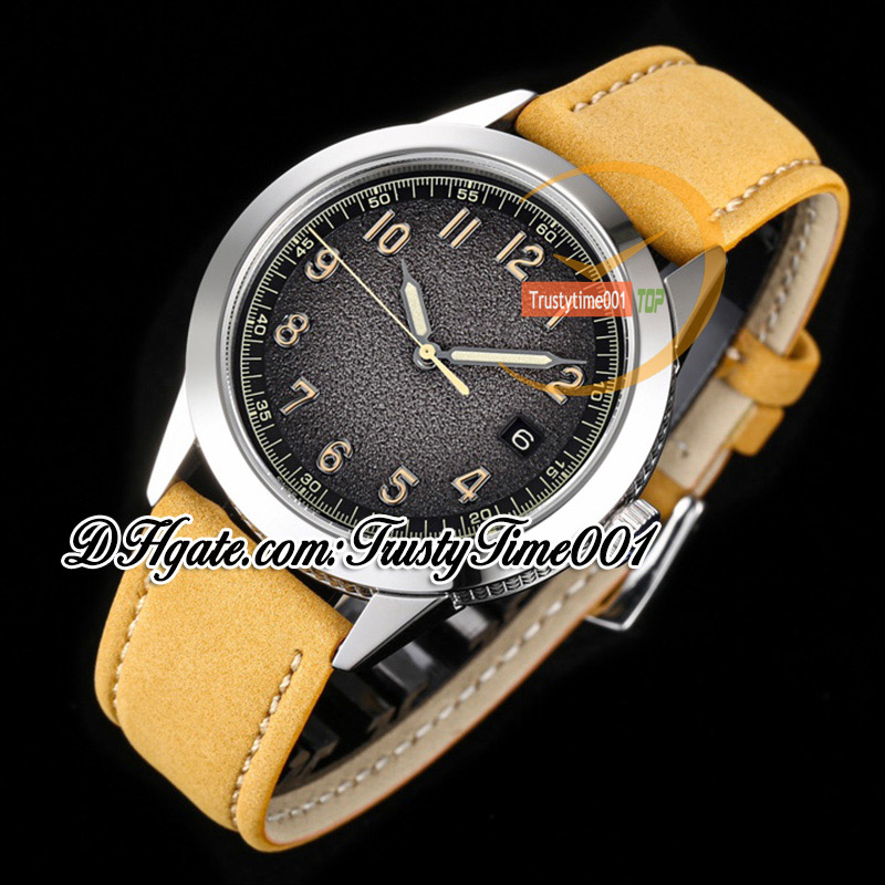 GRF Calatrava gr5226G-010 Cal.26-330 A26-330 Orologio automatico da uomo Quadrante color carbone strutturato Indici numerici Cassa in acciaio Cinturino in pelle Super Edition trustytime001Orologi