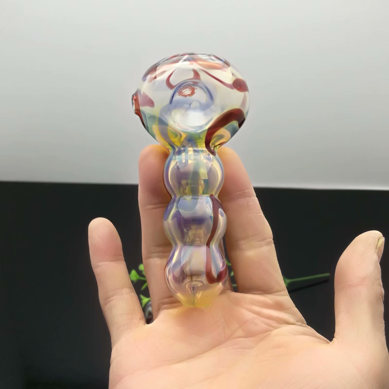 Smoking Pipe Mini Hookah glass bongs Colorful Metal Shape 3 Ball painted glass pipe