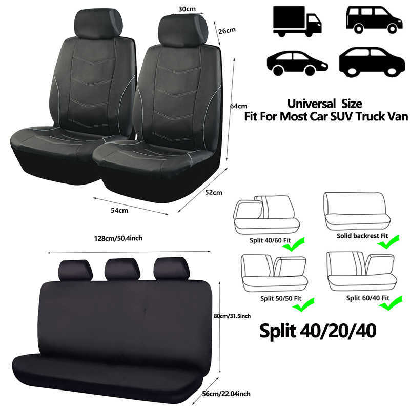 Novo upgrade Universal Size Size Seat Covers para carro Artificial Couation Capas de assento de carro Sport Fit para a maioria dos carros SUV Truck Van