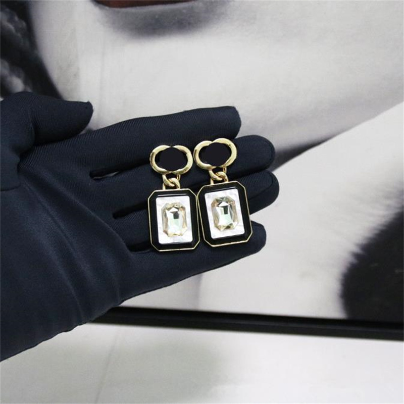 Dangle & Chandelier Advanced Texture Enamel Craft Water Diamond Square Pendant Geometric Earrings