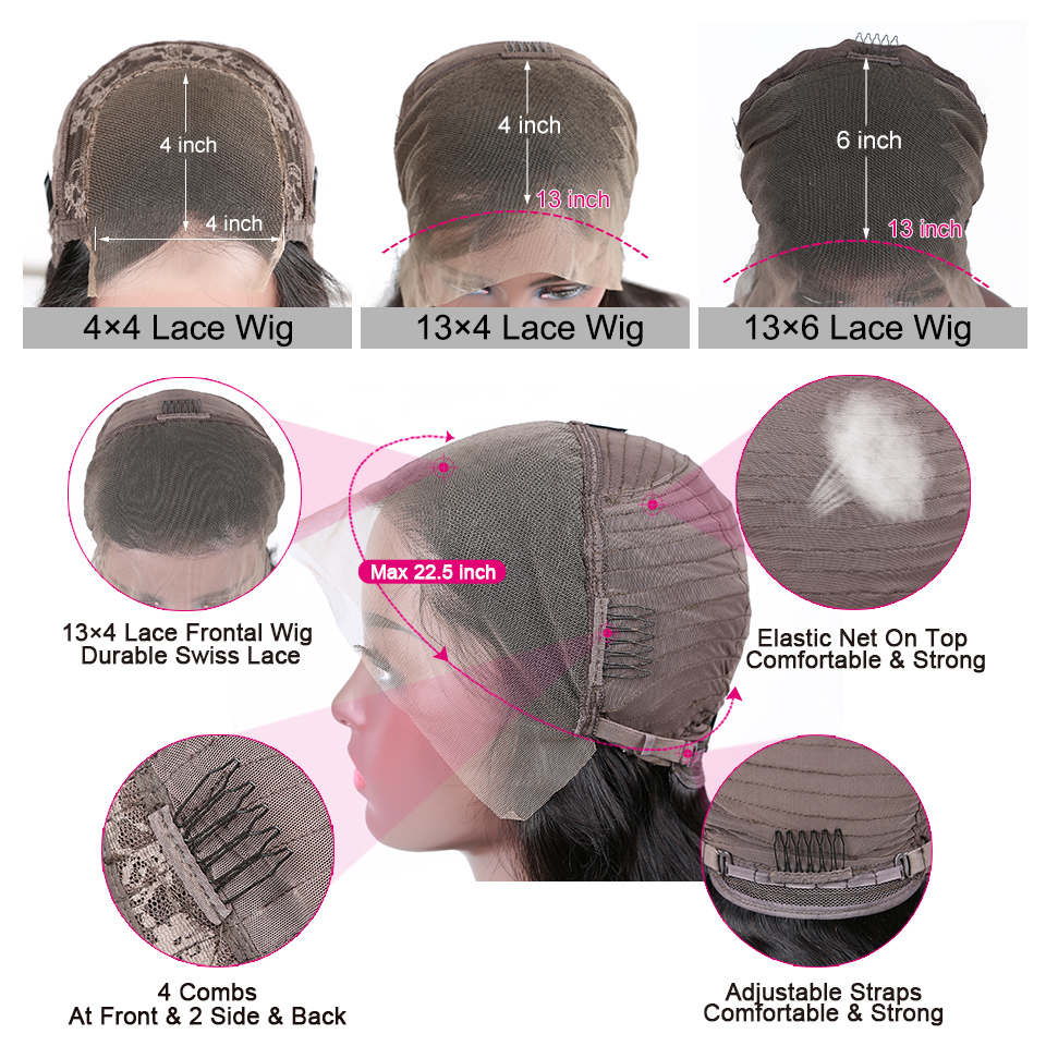 Human Hair Wigs Bob 13x4 Transparent Lace Frontal Wig Pre Plucked Bleached Knots 100% Human Hair