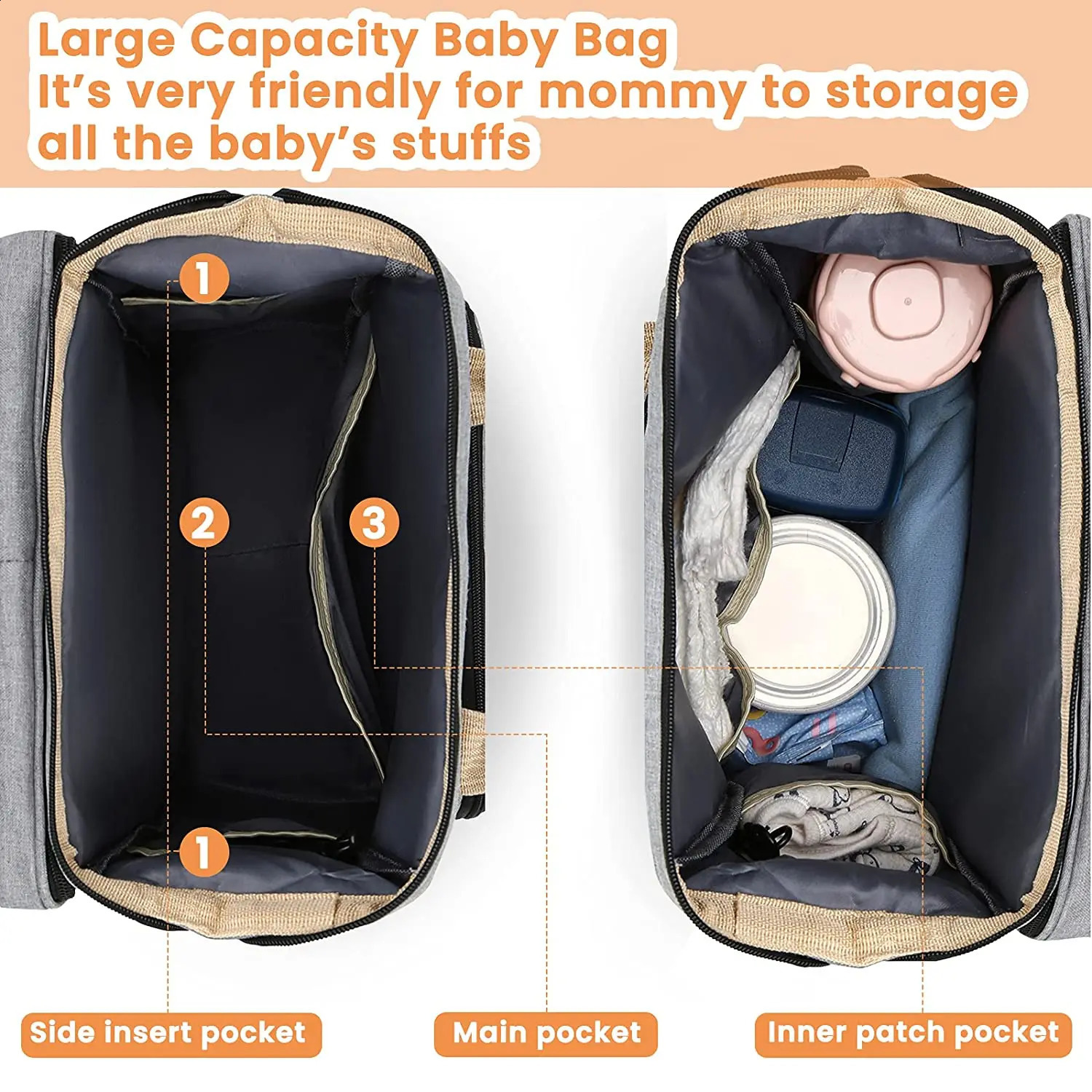 Backpacks Fashionable Mommy Bag Folding Baby Bed Mother Large Capacity Portable Milk Bottle Diaper Double Shoulder Mom s 231116