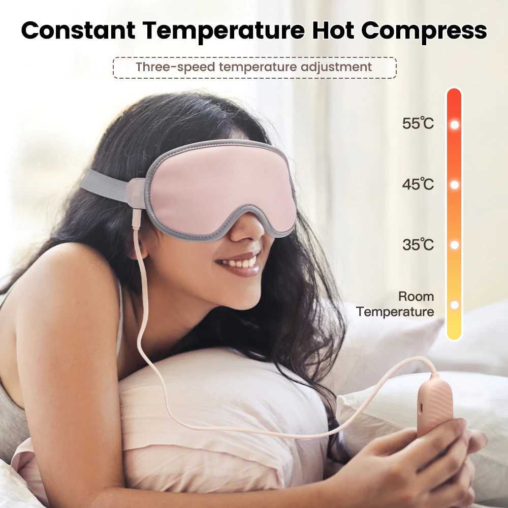 Sleep Masks New Electric Heated Eye Mask Sleeping Wireless Rechargeable Vibration Massager Relieve Strain Dark Circles Dry 231116