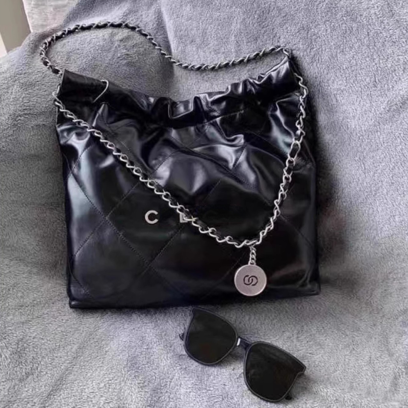 Sacos de designer feminino 22 saco de couro diamante treliça saco de lixo grande capacidade sacola corrente axilas ombro straddle saco