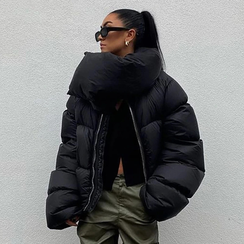 Women's Down Parka s Lightweight Quilted Jackets Long Sleeve Wrap Collar Zipper Cropped Puffer Coat Winter Warm Outerwear with Pocket 231116