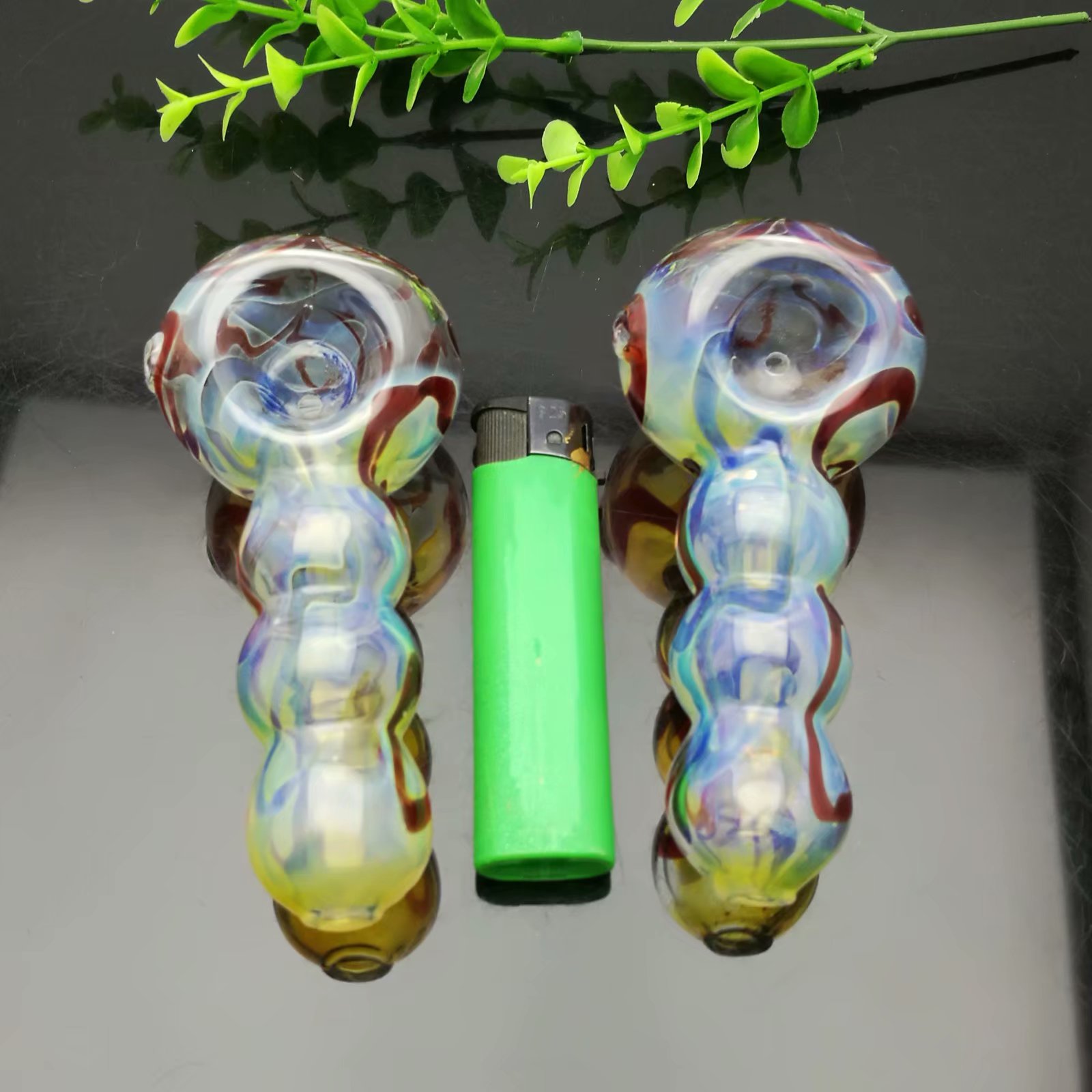 Smoking Pipe Mini Hookah glass bongs Colorful Metal Shape 3 Ball painted glass pipe