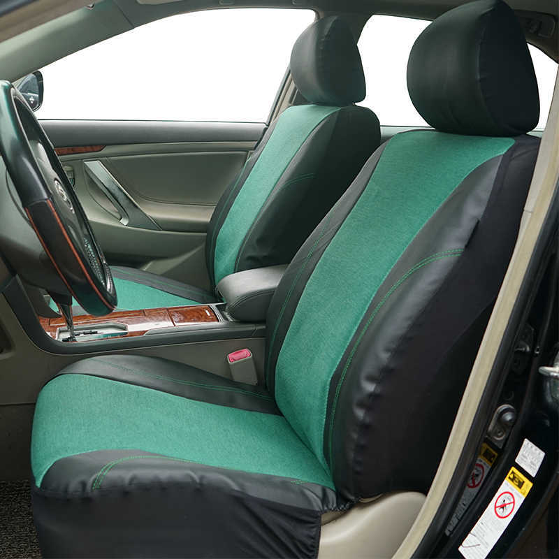新しい緑の新しいジャック装置革ユニバーサルカー2フロントシートカバーシートベルトカバーのカバーのほとんどの車SUVアクセサリーインテリアに適しています