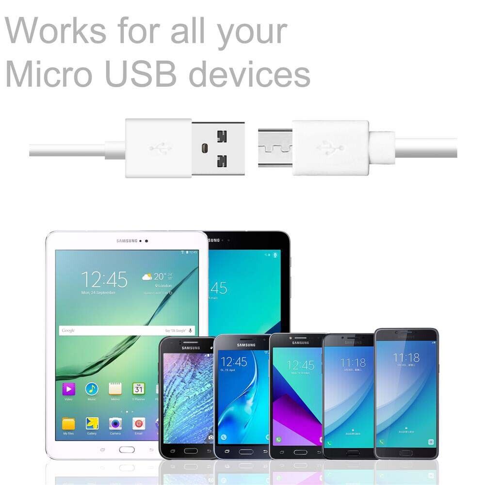 1m 3ft supersnabb 2A Micro USB -laddare Kabelladdningsdata Ledning för mobiltelefoner Android -enheter Data Cord White Black High Quality Fast Ship