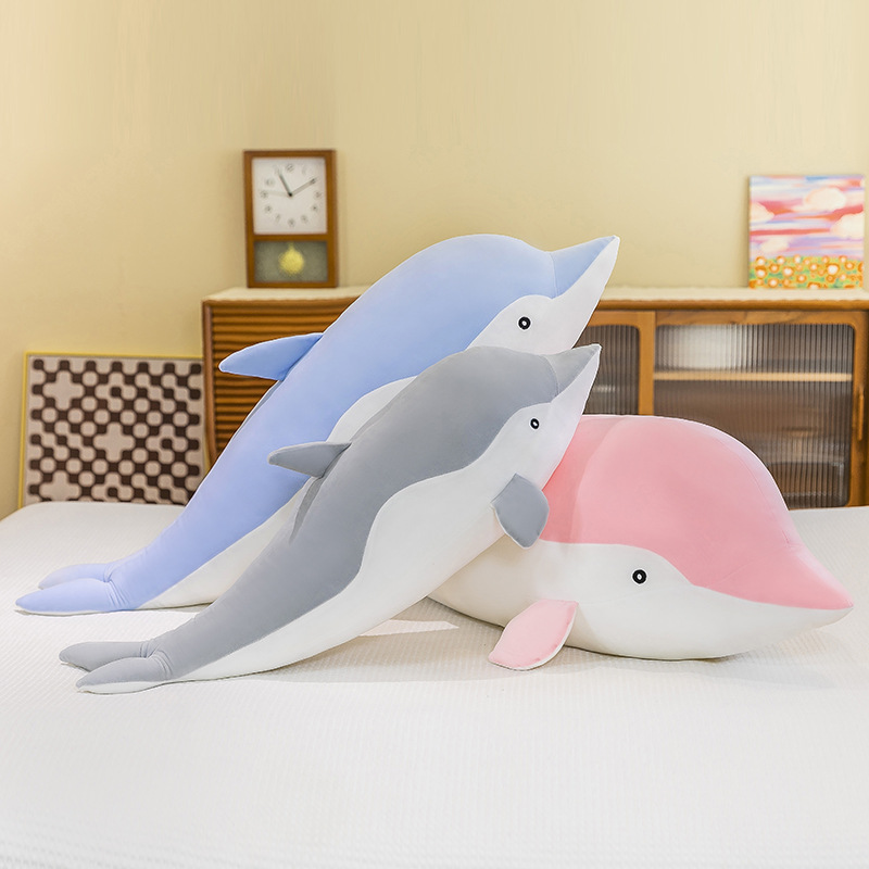 Pass Cute Long Strip Throw Pillow Doll Cute Dolphin Plush Toy Girl Fortsätt Sleep Birthday Present