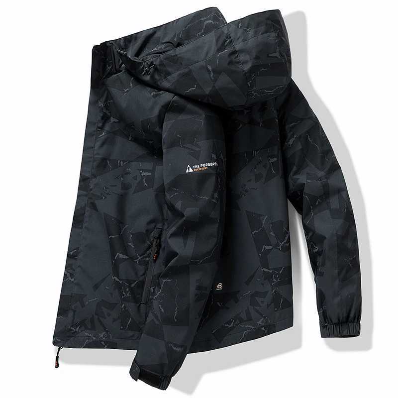 Giacche da uomo Giacca da trekking con cappuccio da uomo vintage Giacca da uomo bomber impermeabile Giacca a vento impermeabile 2023 Primavera Autunno Giacca cargo casual da uomo J231116