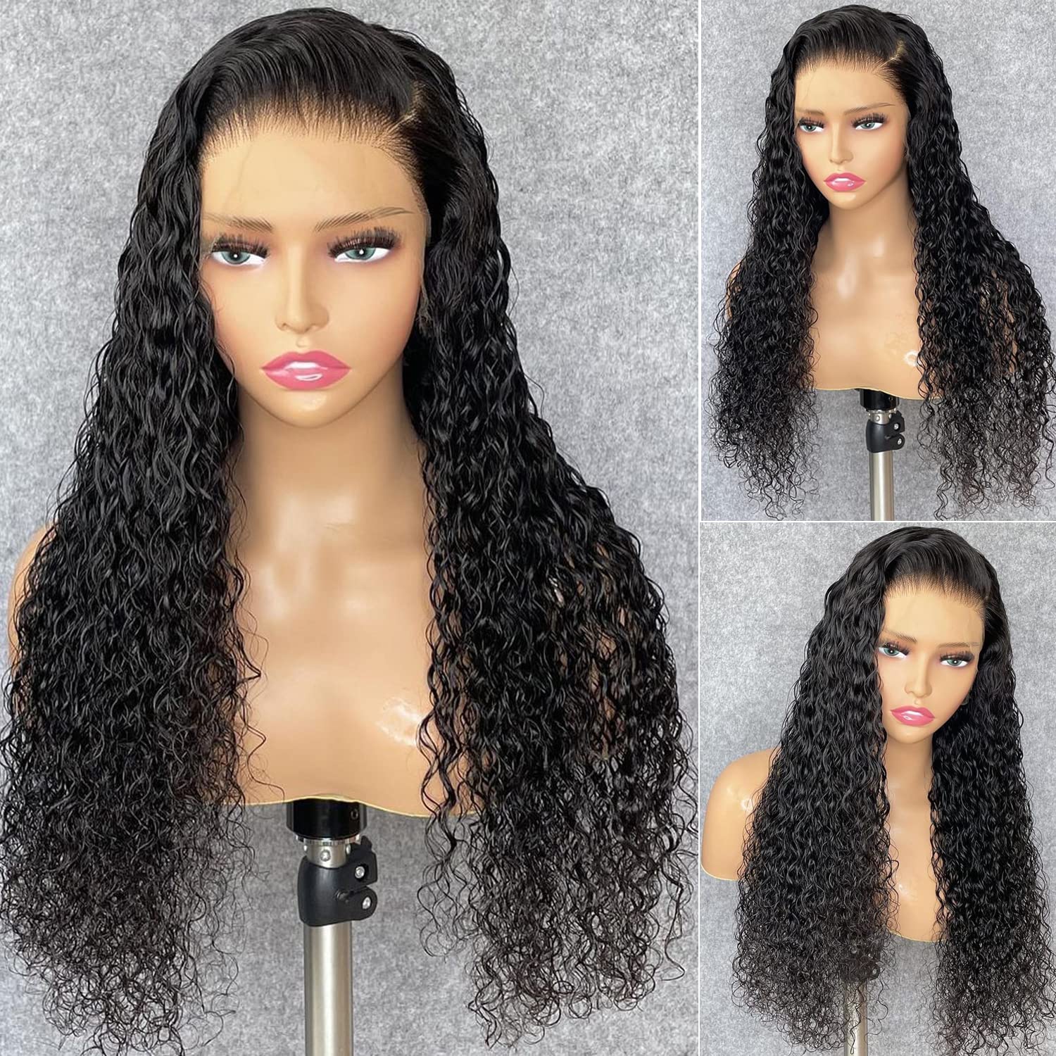 Deep Wave Lace Frontal Human Hair Wigs 4x4 5x5 6x6 7x7 13x4 13x6 360 Full spets peruker för kvinnor naturlig färg före plockade gluelösa peruker