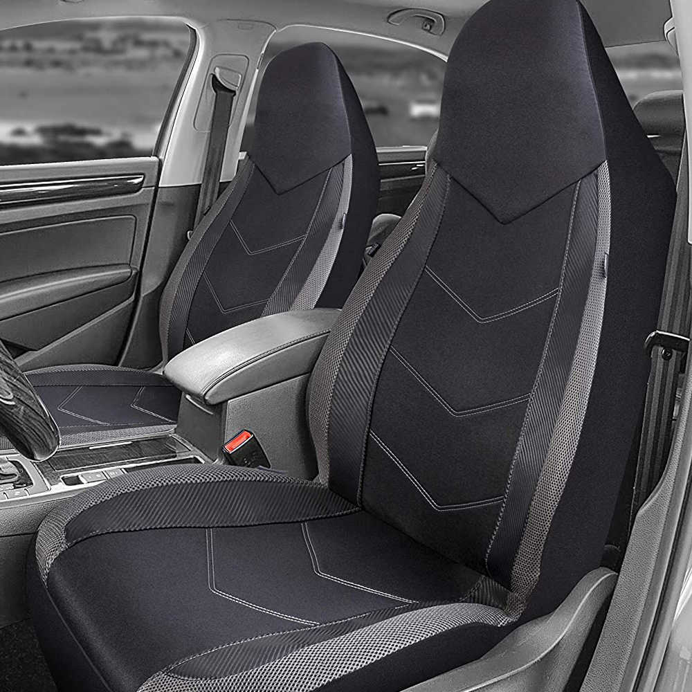 Nouveau universel 2 housses de siège de voiture de sport avant tissu en maille respirante Texture en Fiber de carbone coussin de siège Fit voiture SUV Van siège de course