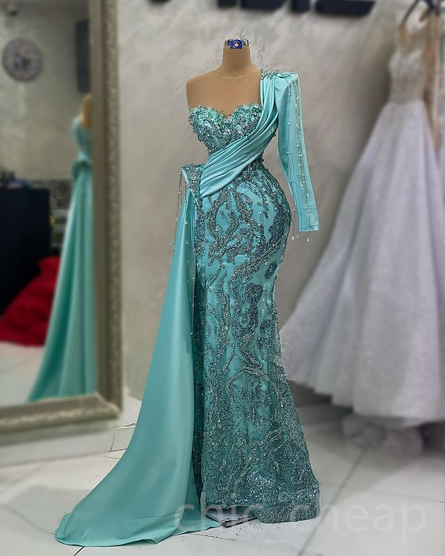 2023 April Aso Ebi Mermaid Crystals Prom Dress Beading Sequined Lace Evening Formal Party Second Reception Birthday Engagement Gowns Dresses Robe De Soiree ZJ5249