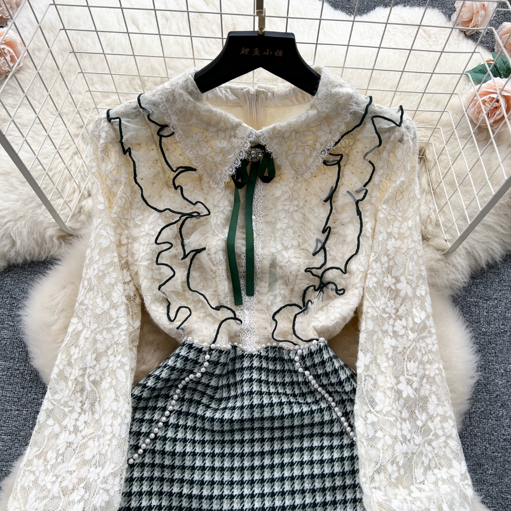 Promi -Style -Kleid Herbst und Winter Neues Netz