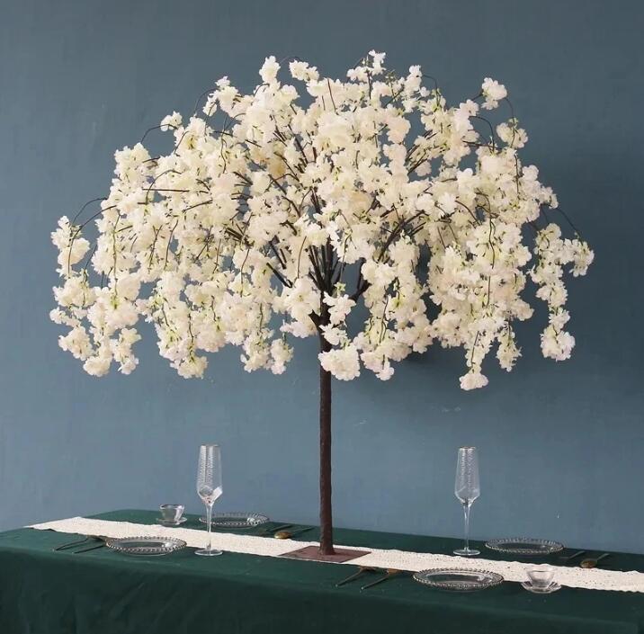 Planta de simulación de cerezo, árbol de flores simuladas falsas, decoración para sala de estar, Hotel, boda, muebles de fiesta en casa, 4 Uds.