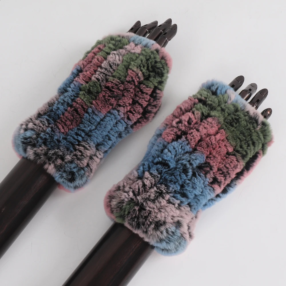 Five Fingers Gloves Winter Real Fur Golve Women Outdoor Warm 100 Rex Rabbit Knit Thick Natural Soft Mittens 231116