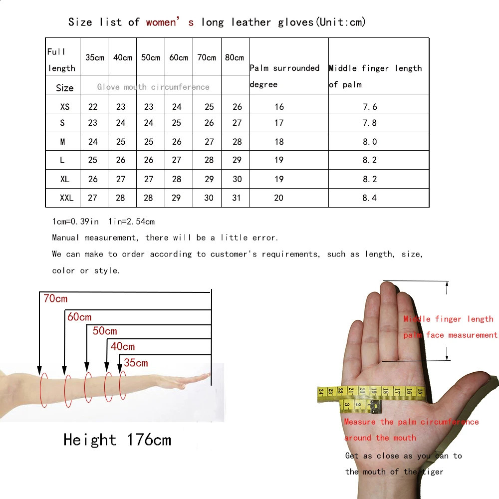 Fem fingrar handskar orange kvinnors handskar varmare lång äkta läder handskar fårskinn över armbåge handskar anpassad storlek förlängning plus storlek vinter 231115