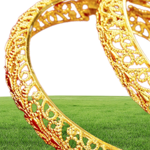 Hollow Filigree Womens Bangle Solid 18k Yellow Gold Filled Wedding Female Bracelet Openable Gift5420582