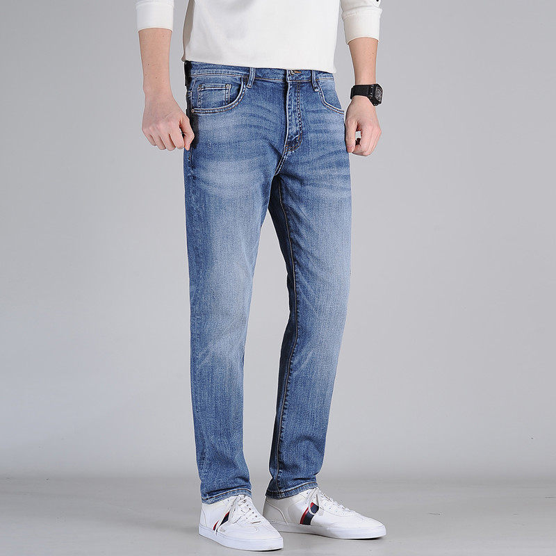 Men's Jeans Spring Summer Thin Denim Slim Fit European American High-end Brand Small Straight Pants JH6036-8