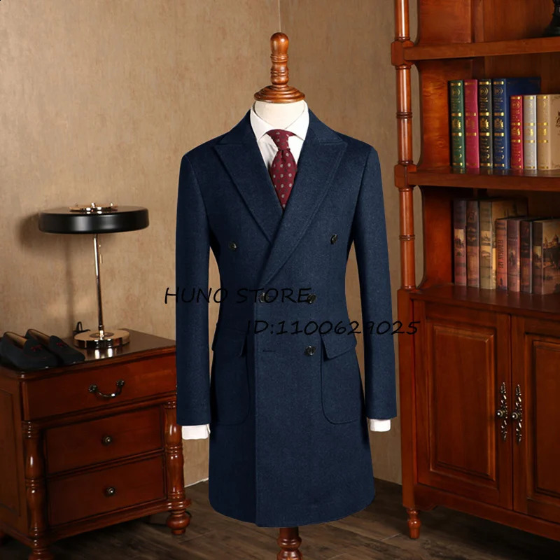 Manteau d'hiver en mélange de laine pour hommes, robe à revers à Double boutonnage, pour dîner de mariage, veste cintrée personnalisée pour hommes, 231116