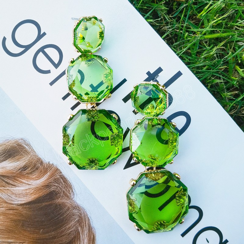 Transparente harzverzierte Ohrhänger für Frauen, mehrschichtige, runde Metall-Anhänger-Ohrringe, Modeschmuck, Party