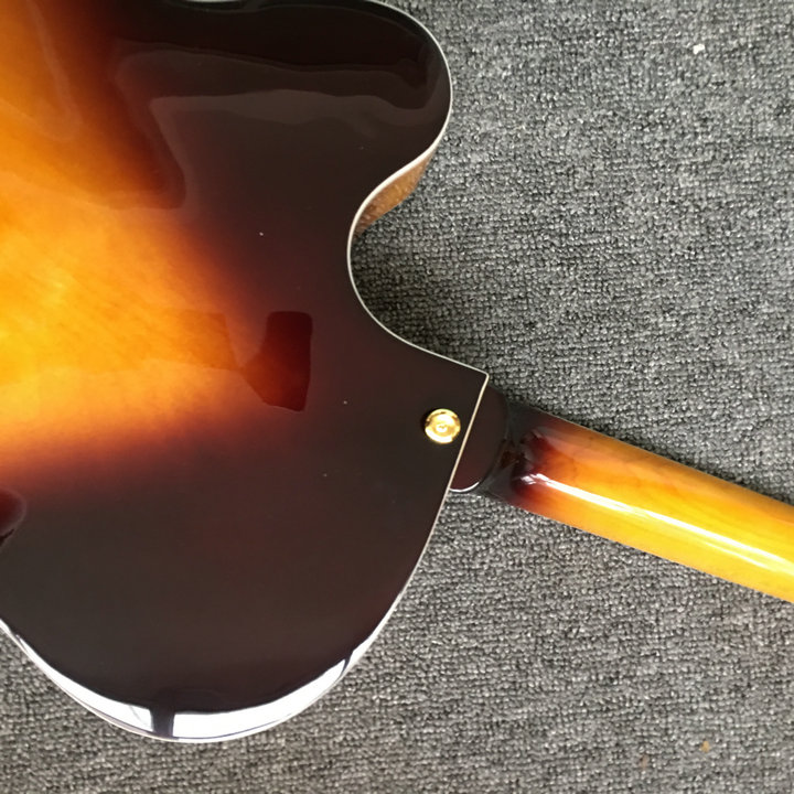 Sunburst falcon yarı içi boş vücut caz elektro gitar emperyal tunerler çift f delik akçaağaç gövdesi ve boyunlu çiçek kakma