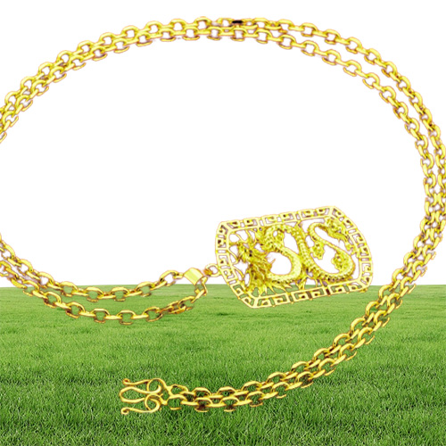 Fly Dragon Mönster Pendant Halsbandskedja 18K Gul guldfylld solid stilig Mens presentuttalande smycken300R7475489