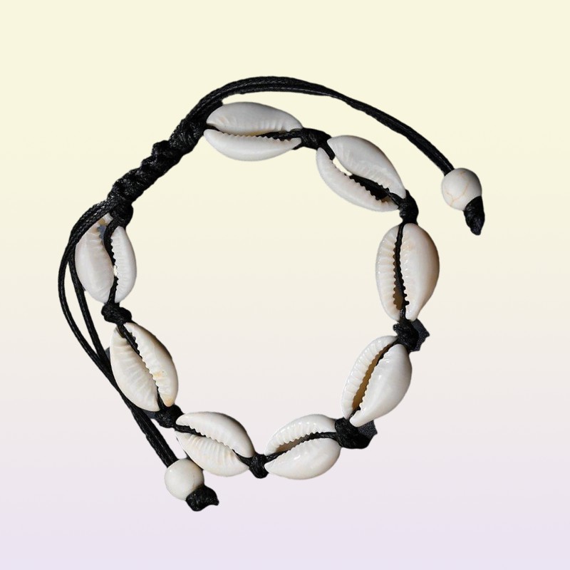 Black White Boho Natural Girls Shells Charm Bracelets for Women Beach Biżuteria ręcznie robione bransoletki bransoletki Brzepły prezent 7406832