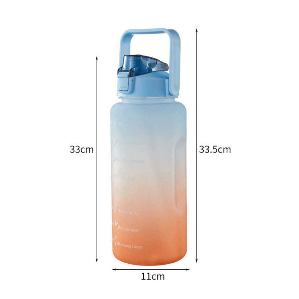 زجاجة ماء 2L/1L زجاجة ماء مع وقت قش علامة البلاستيك كوب مياه كوب التدرج الكبير سعة كبيرة من الزجاجات الرياضية في الهواء الطلق p230324