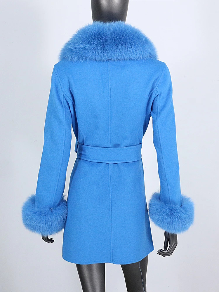 女性の毛皮のフェイクリアルコート冬用ジャケット女性ナチュラルカラーベルトカシミアウールウールレディースアウターウェアストリートウェア231116